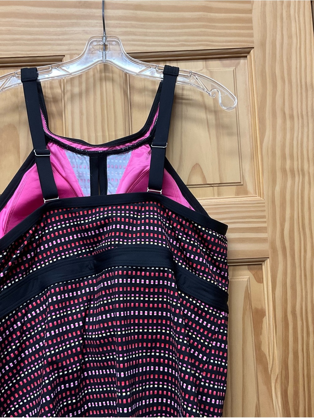 Lands' End Pink and Black tankini top, BNWOT